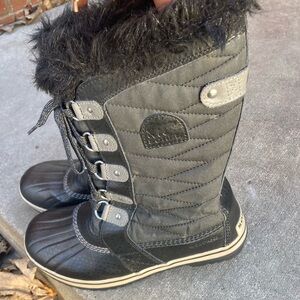 Sorel Black Quilted Fur-Trim Boots